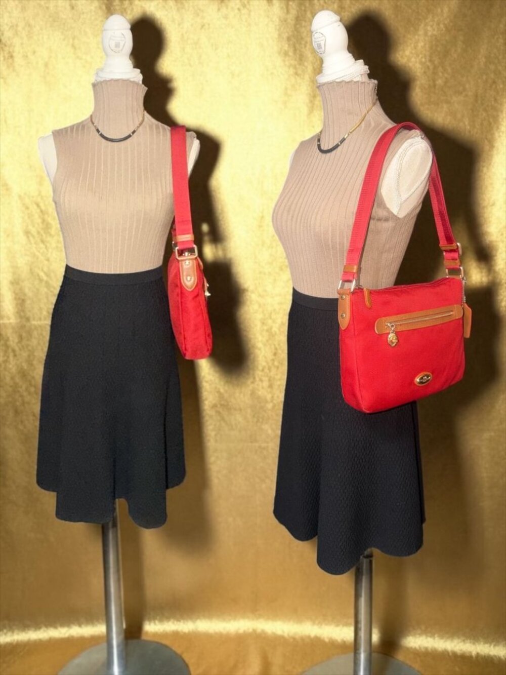 Coach Sawyer Crossbody F37239 Red Poly Twill Saddle Leather Trim Convertible Bag - Picture 3 of 9